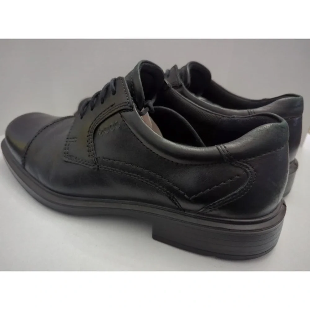 Ecco Helsinki Black Leather Lace Up‎ Oxfords Cap Toe Men's Size 43 US 9-9.5